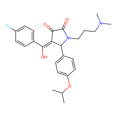 1-[3-(dimethylamino)propyl]-4-(4-fluorobenzoyl)-3-hydroxy-5-[4-(propan-2-yloxy)phenyl]-2,5-dihydro-1H-pyrrol-2-one structure