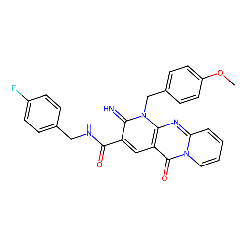 N-(4-fluorobenzyl)-2-imino-1-(4-methoxybenzyl)-5-oxo-1,5-dihydro-2H-dipyrido[1,2-a:2',3'-d]pyrimidine-3-carboxamide structure