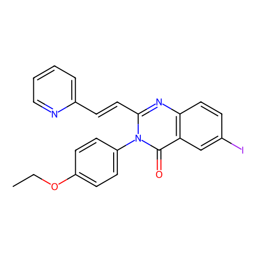 3-(4-ethoxyphenyl)-6-iodo-2-[(E)-2-(pyridin-2-yl)ethenyl]quinazolin-4(3H)-one structure