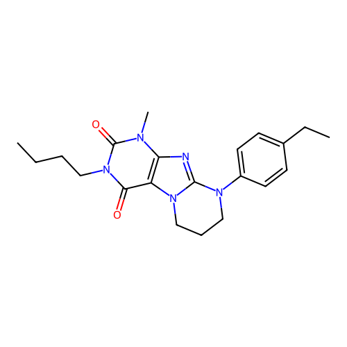 3-butyl-9-(4-ethylphenyl)-1-methyl-6,7,8,9-tetrahydropyrimido[2,1-f]purine-2,4(1H,3H)-dione structure