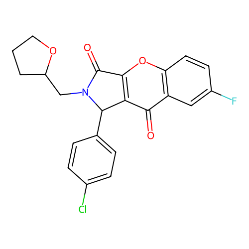 1-(4-chlorophenyl)-7-fluoro-2-(tetrahydrofuran-2-ylmethyl)-1,2-dihydrochromeno[2,3-c]pyrrole-3,9-dione structure
