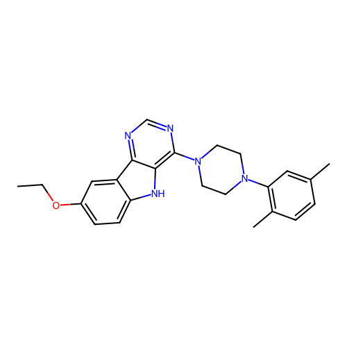 4-[4-(2,5-dimethylphenyl)piperazin-1-yl]-8-ethoxy-5H-pyrimido[5,4-b]indole structure