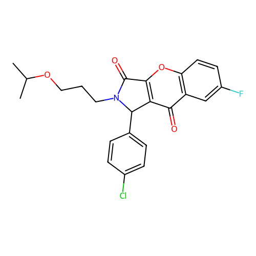 1-(4-chlorophenyl)-7-fluoro-2-(3-isopropoxypropyl)-1,2-dihydrochromeno[2,3-c]pyrrole-3,9-dione structure