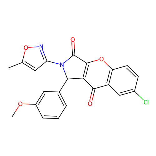 7-chloro-1-(3-methoxyphenyl)-2-(5-methylisoxazol-3-yl)-1,2-dihydrochromeno[2,3-c]pyrrole-3,9-dione structure