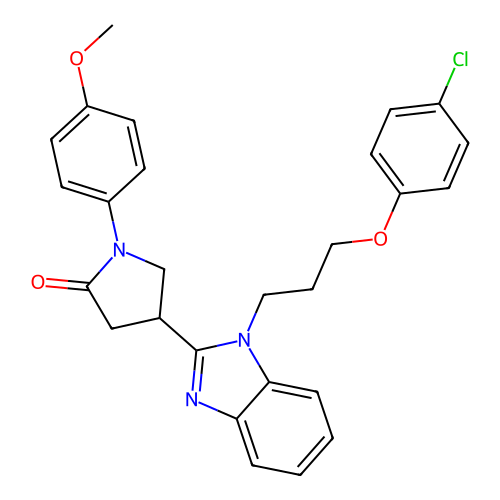 4-[1-[3-(4-chlorophenoxy)propyl]benzimidazol-2-yl]-1-(4-methoxyphenyl)pyrrolidin-2-one structure