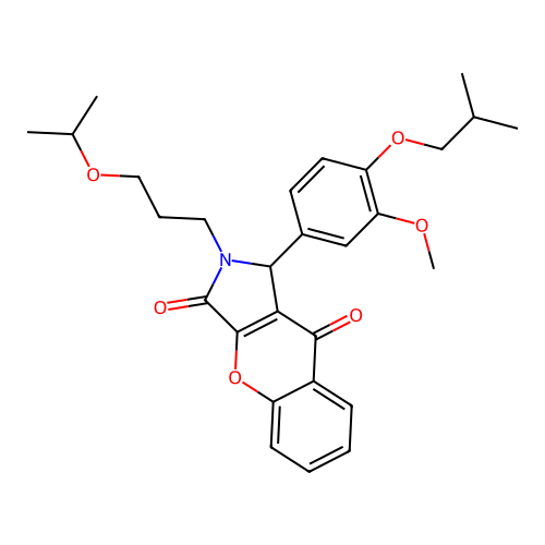 1-(4-isobutoxy-3-methoxyphenyl)-2-(3-isopropoxypropyl)-1,2-dihydrochromeno[2,3-c]pyrrole-3,9-dione structure