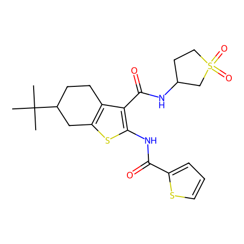 6-tert-butyl-N-(1,1-dioxidotetrahydrothiophen-3-yl)-2-[(thiophen-2-ylcarbonyl)amino]-4,5,6,7-tetrahydro-1-benzothiophene-3-carboxamide structure