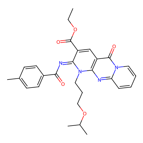 (Z)-ethyl 1-(3-isopropoxypropyl)-2-((4-methylbenzoyl)imino)-5-oxo-2,5-dihydro-1H-dipyrido[1,2-a:2',3'-d]pyrimidine-3-carboxylate structure