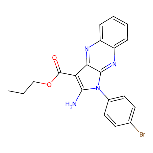 propyl 2-amino-1-(4-bromophenyl)-1H-pyrrolo[2,3-b]quinoxaline-3-carboxylate structure