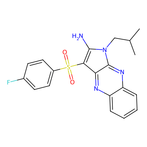 3-((4-fluorophenyl)sulfonyl)-1-isobutyl-1H-pyrrolo[2,3-b]quinoxalin-2-amine structure