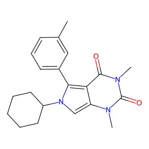 6-cyclohexyl-1,3-dimethyl-5-(3-methylphenyl)pyrrolo[3,4-d]pyrimidine-2,4-dione structure