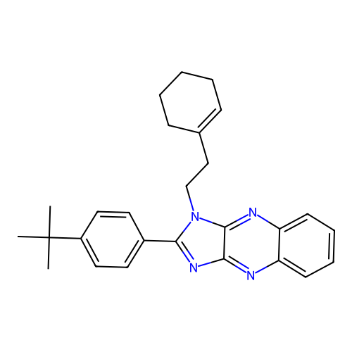 2-(4-(tert-butyl)phenyl)-1-(2-(cyclohex-1-en-1-yl)ethyl)-1H-imidazo[4,5-b]quinoxaline structure