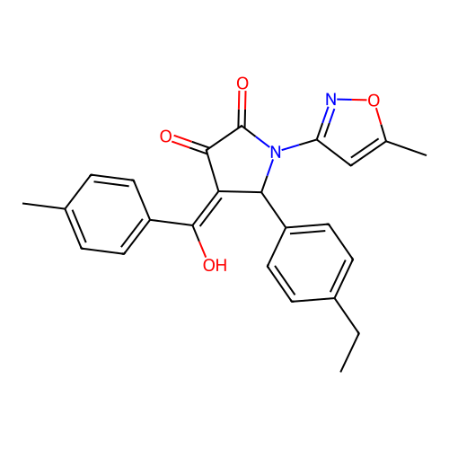 5-(4-ethylphenyl)-3-hydroxy-1-(5-methyl-1,2-oxazol-3-yl)-4-(4-methylbenzoyl)-2,5-dihydro-1H-pyrrol-2-one structure