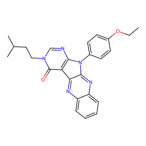 11-(4-ethoxyphenyl)-3-(3-methylbutyl)-3,11-dihydro-4H-pyrimido[5',4':4,5]pyrrolo[2,3-b]quinoxalin-4-one structure