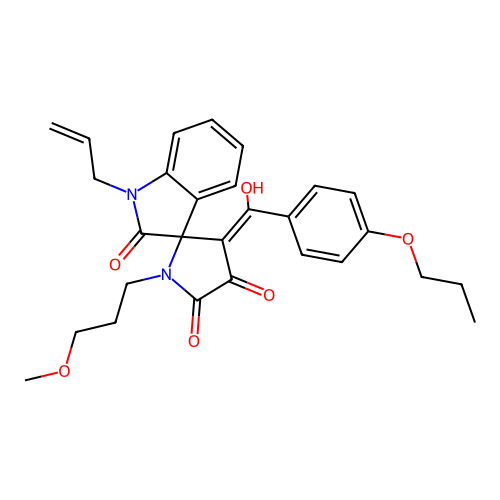 (3'E)-3'-[hydroxy(4-propoxyphenyl)methylidene]-1'-(3-methoxypropyl)-1-(prop-2-en-1-yl)spiro[indole-3,2'-pyrrolidine]-2,4',5'(1H)-trione structure