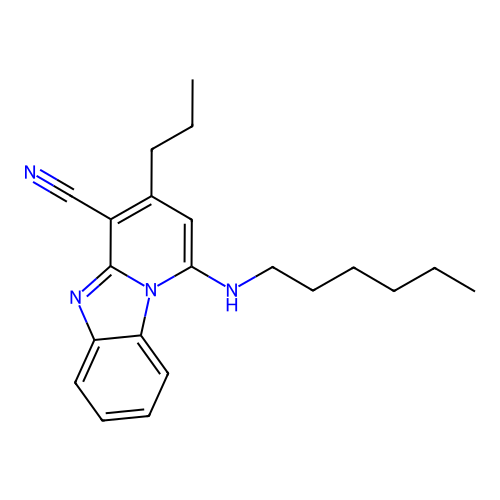 1-(Hexylamino)-3-propylpyrido[1,2-a]benzimidazole-4-carbonitrile structure
