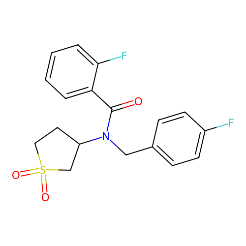 N-(1,1-dioxidotetrahydrothiophen-3-yl)-2-fluoro-N-(4-fluorobenzyl)benzamide structure