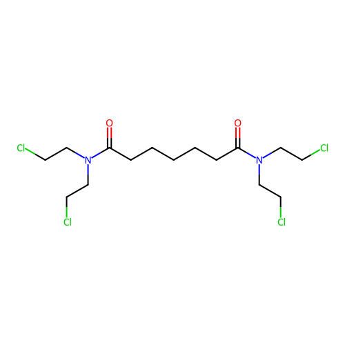 N,N,N',N'-tetrakis(2-chloroethyl)heptanediamide structure