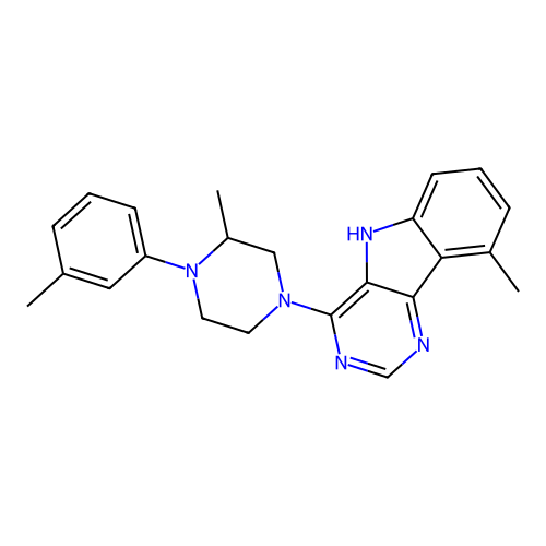 9-methyl-4-[3-methyl-4-(3-methylphenyl)piperazin-1-yl]-5H-pyrimido[5,4-b]indole structure