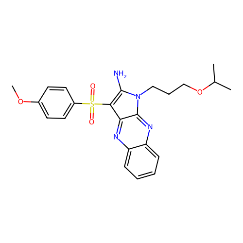 1-(3-isopropoxypropyl)-3-((4-methoxyphenyl)sulfonyl)-1H-pyrrolo[2,3-b]quinoxalin-2-amine structure