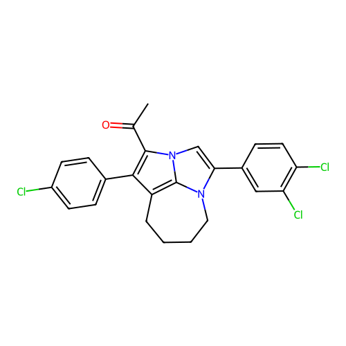 1-(1-(4-chlorophenyl)-4-(3,4-dichlorophenyl)-5,6,7,8-tetrahydro-2a,4a-diazacyclopenta[cd]azulen-2-yl)ethanone structure
