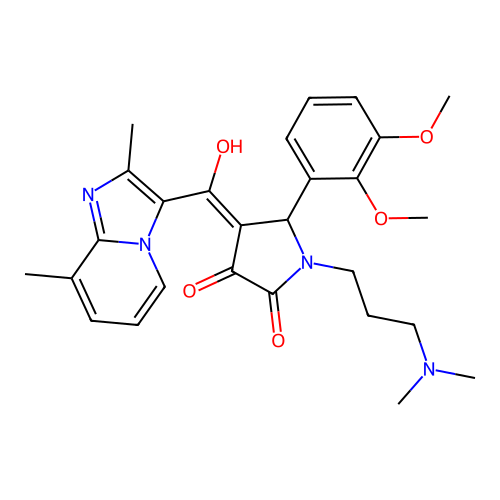 (4E)-5-(2,3-dimethoxyphenyl)-1-[3-(dimethylamino)propyl]-4-[(2,8-dimethylimidazo[1,2-a]pyridin-3-yl)-hydroxymethylidene]pyrrolidine-2,3-dione structure