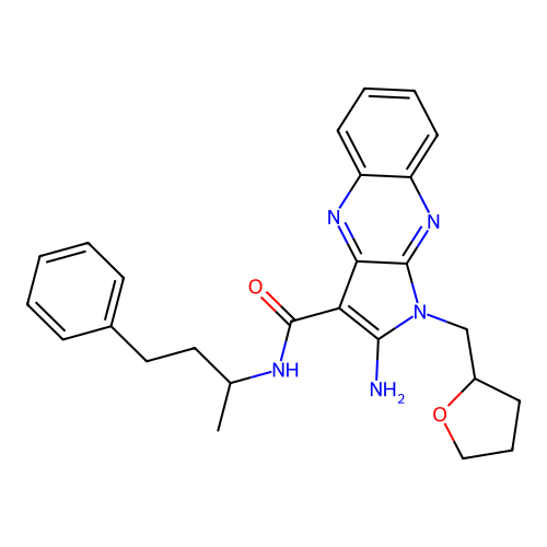 2-amino-1-(oxolan-2-ylmethyl)-N-(4-phenylbutan-2-yl)pyrrolo[3,2-b]quinoxaline-3-carboxamide structure