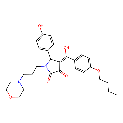 (4E)-4-[(4-butoxyphenyl)-hydroxymethylidene]-5-(4-hydroxyphenyl)-1-(3-morpholin-4-ylpropyl)pyrrolidine-2,3-dione structure