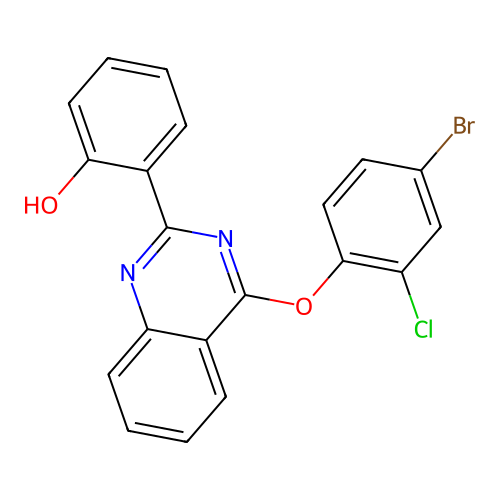 2-[4-(4-Bromo-2-chlorophenoxy)quinazolin-1-ium-2-yl]phenolate structure