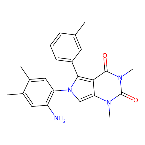 6-(2-amino-4,5-dimethylphenyl)-1,3-dimethyl-5-(3-methylphenyl)-1H-pyrrolo[3,4-d]pyrimidine-2,4(3H,6H)-dione structure