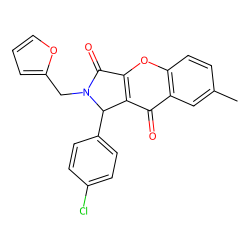 1-(4-chlorophenyl)-2-(2-furylmethyl)-7-methyl-1,2-dihydrochromeno[2,3-c]pyrrole-3,9-dione structure