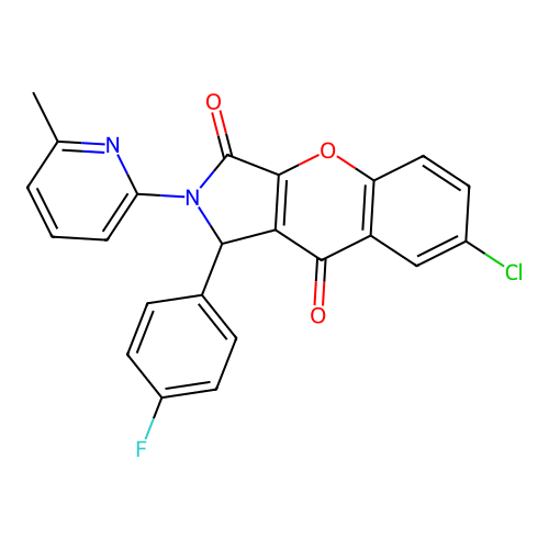 7-chloro-1-(4-fluorophenyl)-2-(6-methylpyridin-2-yl)-1,2-dihydrochromeno[2,3-c]pyrrole-3,9-dione structure