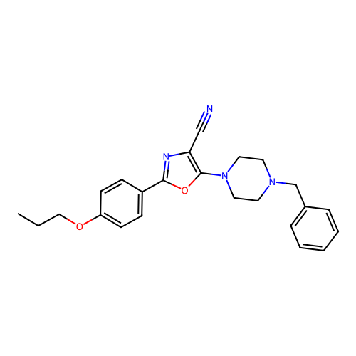 5-(4-Benzylpiperazin-1-yl)-2-(4-propoxyphenyl)-1,3-oxazole-4-carbonitrile structure