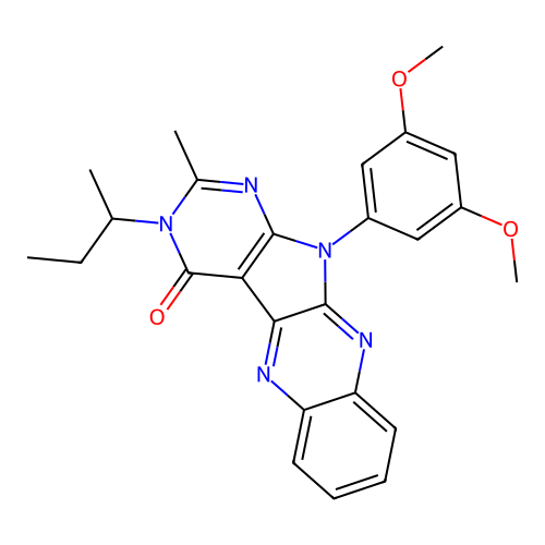 3-(butan-2-yl)-11-(3,5-dimethoxyphenyl)-2-methyl-3,11-dihydro-4H-pyrimido[5',4':4,5]pyrrolo[2,3-b]quinoxalin-4-one structure