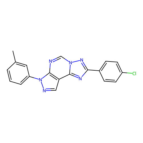 2-(4-chlorophenyl)-7-(m-tolyl)-7H-pyrazolo[4,3-e][1,2,4]triazolo[1,5-c]pyrimidine structure