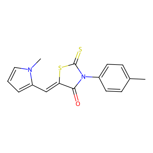 (Z)-5-((1-methyl-1H-pyrrol-2-yl)methylene)-2-thioxo-3-(p-tolyl)thiazolidin-4-one structure