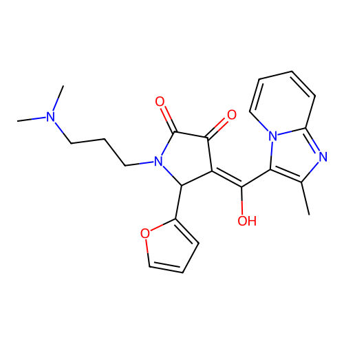(4E)-1-[3-(dimethylamino)propyl]-5-(furan-2-yl)-4-[hydroxy-(2-methylimidazo[1,2-a]pyridin-3-yl)methylidene]pyrrolidine-2,3-dione structure