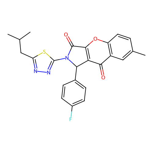 1-(4-fluorophenyl)-7-methyl-2-[5-(2-methylpropyl)-1,3,4-thiadiazol-2-yl]-1,2-dihydrochromeno[2,3-c]pyrrole-3,9-dione structure