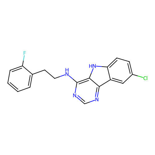 8-chloro-N-[2-(2-fluorophenyl)ethyl]-5H-pyrimido[5,4-b]indol-4-amine structure