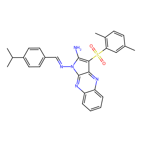 (E)-3-((2,5-dimethylphenyl)sulfonyl)-N1-(4-isopropylbenzylidene)-1H-pyrrolo[2,3-b]quinoxaline-1,2-diamine structure