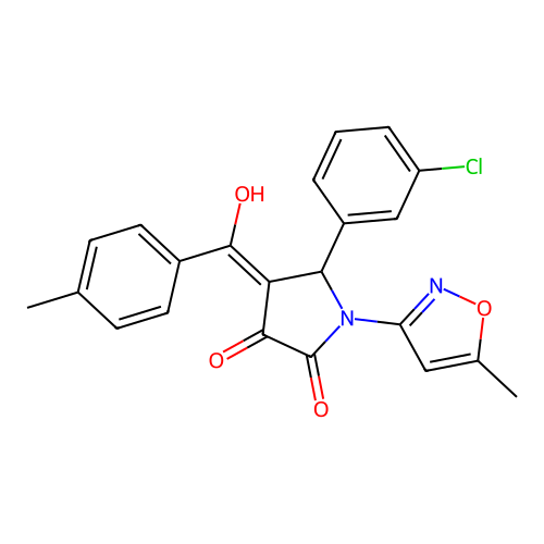 5-(3-chlorophenyl)-3-hydroxy-1-(5-methyl-1,2-oxazol-3-yl)-4-(4-methylbenzoyl)-2,5-dihydro-1H-pyrrol-2-one structure