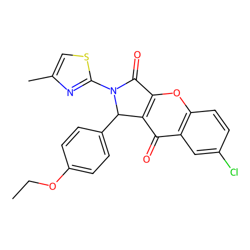 7-chloro-1-(4-ethoxyphenyl)-2-(4-methyl-1,3-thiazol-2-yl)-1,2-dihydrochromeno[2,3-c]pyrrole-3,9-dione structure