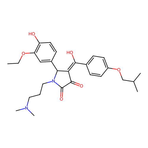 (4E)-1-[3-(dimethylamino)propyl]-5-(3-ethoxy-4-hydroxyphenyl)-4-[hydroxy-[4-(2-methylpropoxy)phenyl]methylidene]pyrrolidine-2,3-dione structure