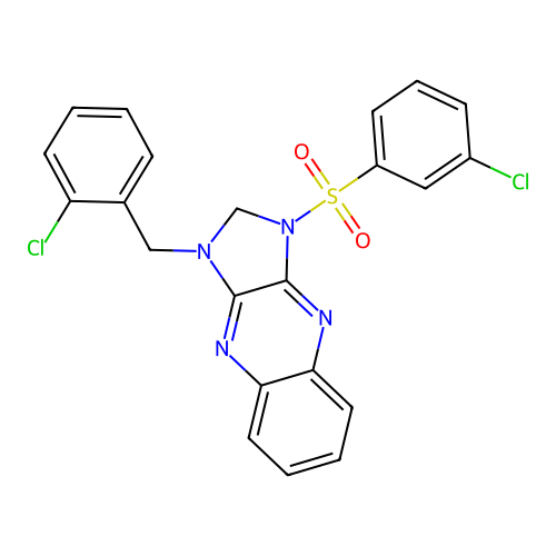 1-(2-chlorobenzyl)-3-((3-chlorophenyl)sulfonyl)-2,3-dihydro-1H-imidazo[4,5-b]quinoxaline structure