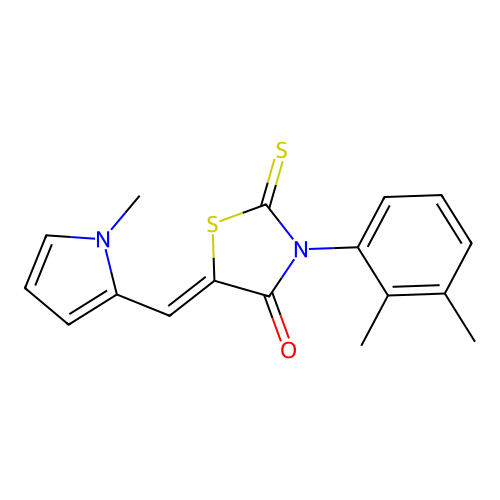 (Z)-3-(2,3-dimethylphenyl)-5-((1-methyl-1H-pyrrol-2-yl)methylene)-2-thioxothiazolidin-4-one structure