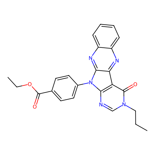 ethyl 4-(4-oxo-3-propyl-3,4-dihydro-11H-pyrimido[5',4':4,5]pyrrolo[2,3-b]quinoxalin-11-yl)benzoate structure