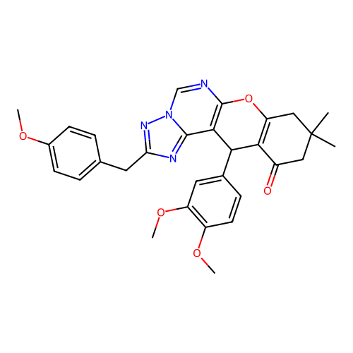 12-(3,4-dimethoxyphenyl)-2-(4-methoxybenzyl)-9,9-dimethyl-8,9,10,12-tetrahydro-11H-chromeno[3,2-e][1,2,4]triazolo[1,5-c]pyrimidin-11-one structure