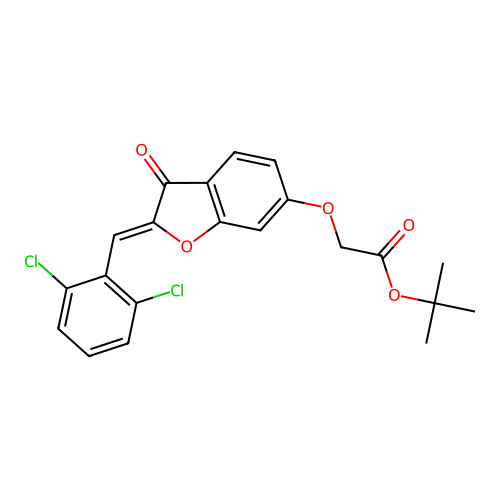 Tert-butyl 2-[2-[(2,6-dichlorophenyl)methylidene]-3-oxo-benzofuran-6-yl]oxyacetate structure