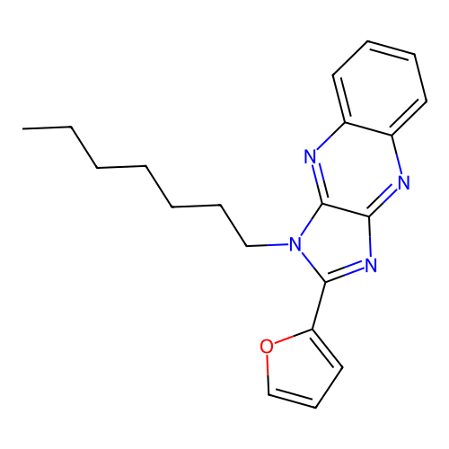 2-(furan-2-yl)-1-heptyl-1H-imidazo[4,5-b]quinoxaline structure