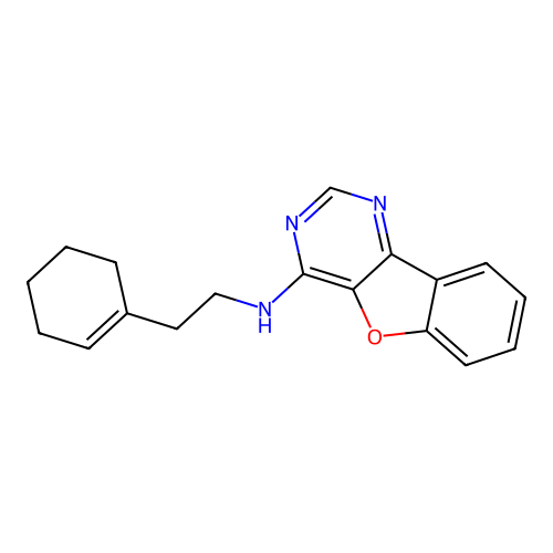 N-[2-(cyclohex-1-en-1-yl)ethyl][1]benzofuro[3,2-d]pyrimidin-4-amine structure